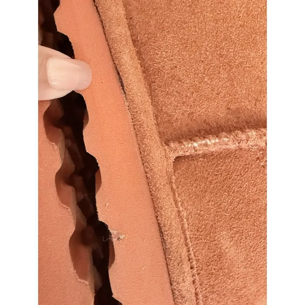 Bearpaw Mid-Calf Winter Boots Women’s Size 6 Brown Orange Suede Lined Cozy